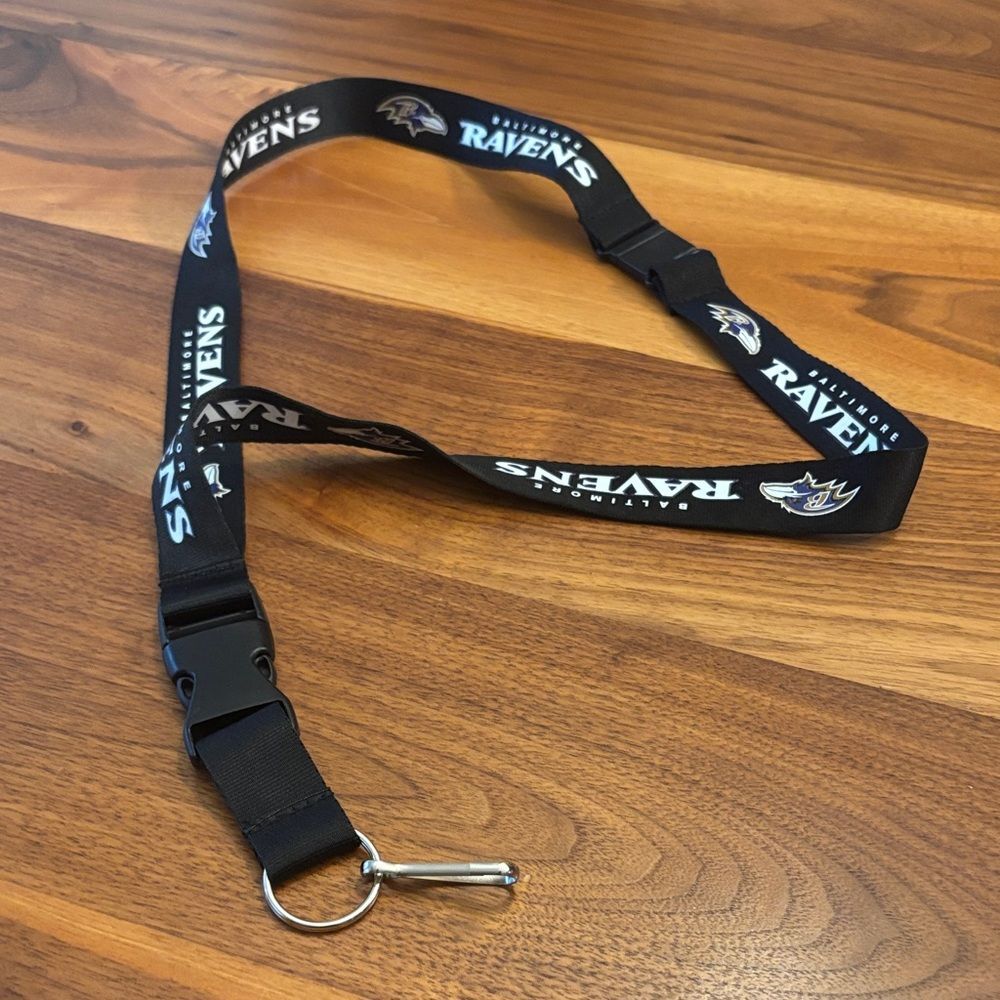 NFL Baltimore Ravens Team Lanyard in black with a detachable buckle